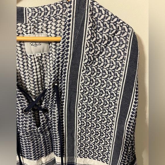Rails x Anthropologie Lily Sapphire Jacquard Blue Baja Top Medium - Picture 4 of 8